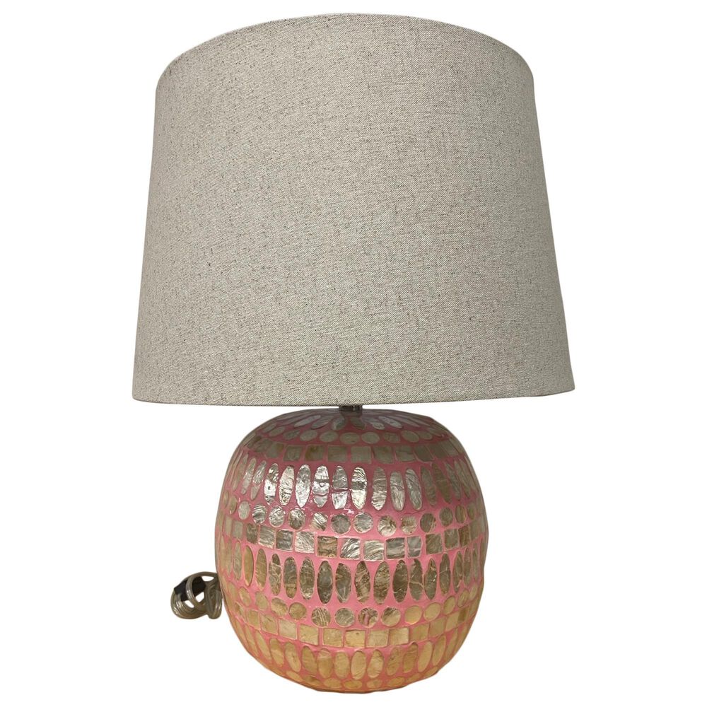 Teak Interiors Happy House Capiz Table Lamp in Pink and Natural, , large