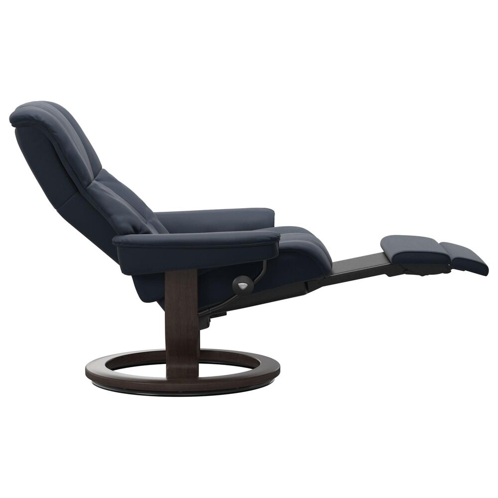 Stressless Mayfair Large Classic Power Recliner with Wenge Base in Paloma Oxford Blue, , large