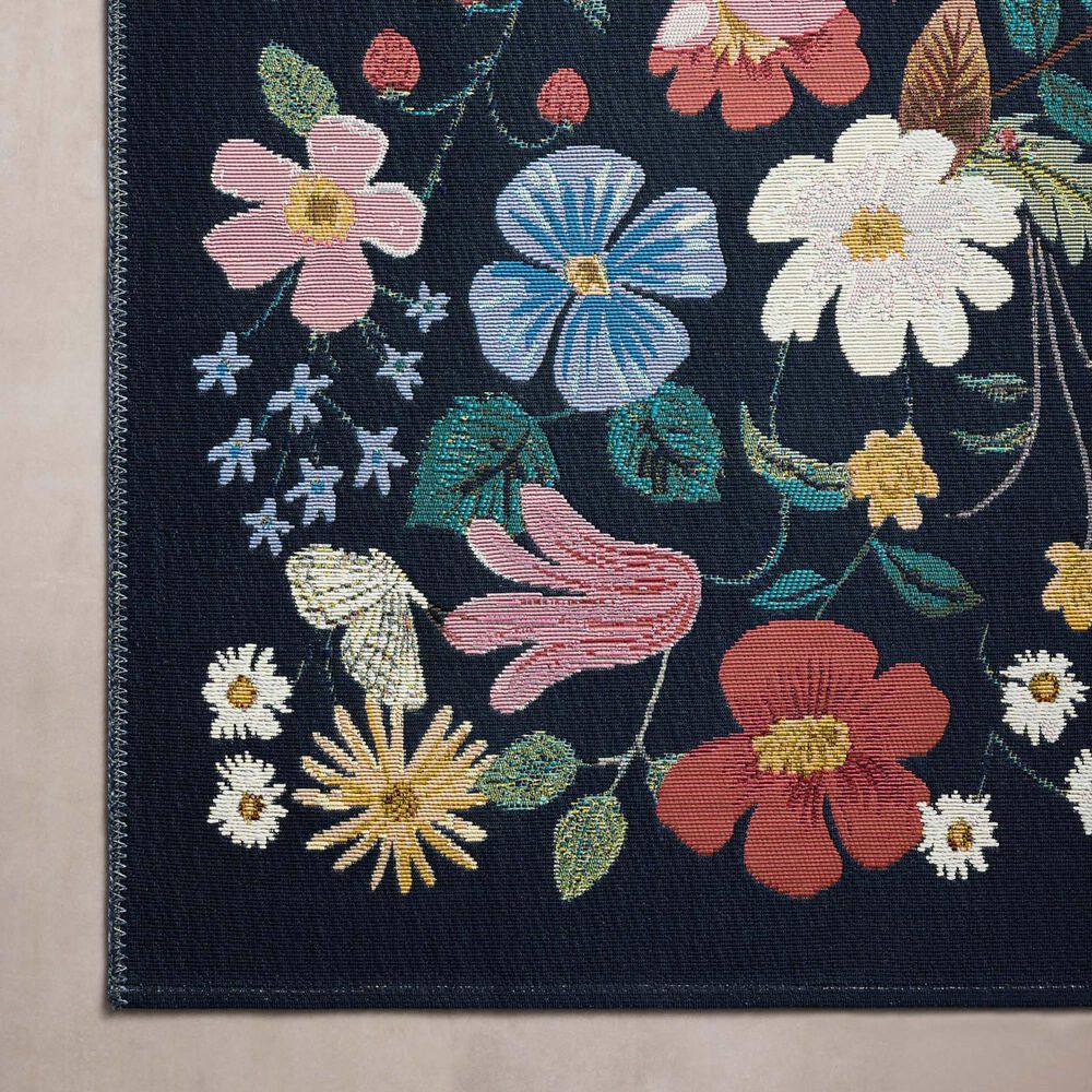 Rifle Paper Co Perennial Strawberry Fields 3&#39;11&quot; x 5&#39;11&quot; Black Area Rug, , large