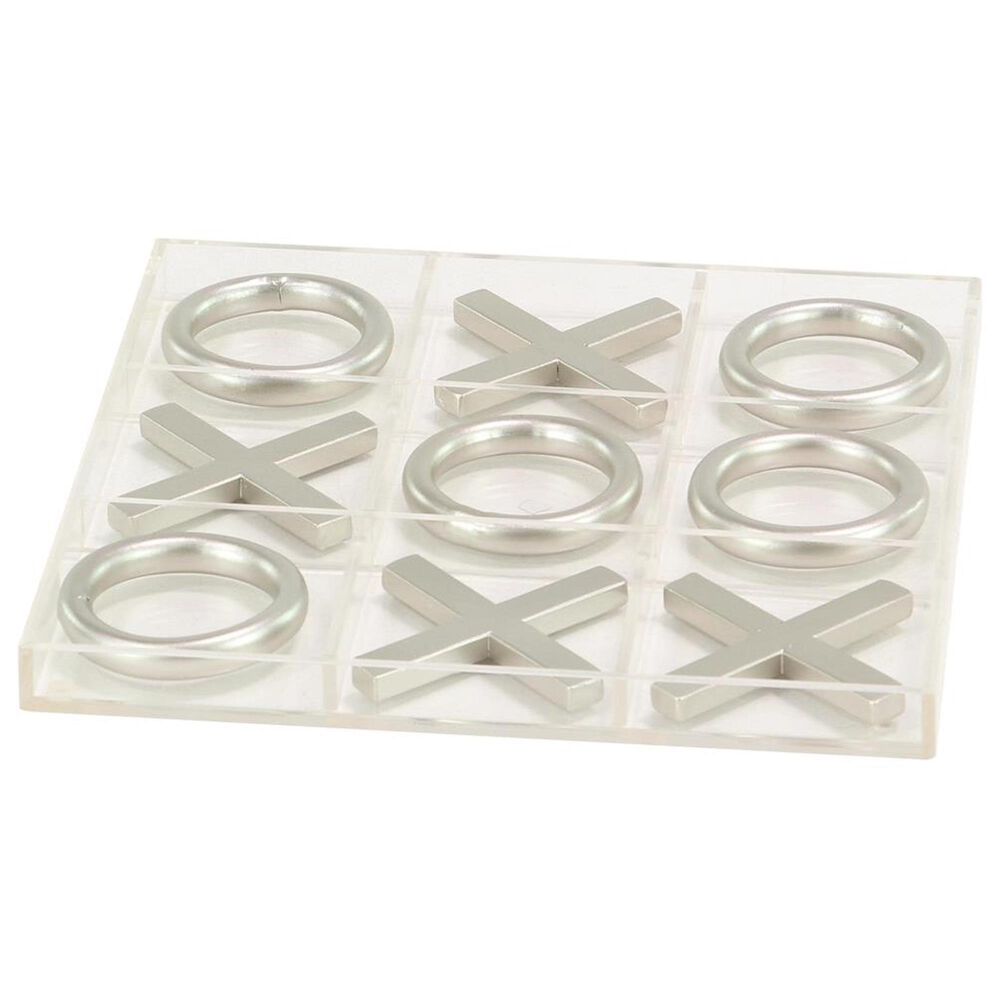 Maple and Jade 10-Piece Tic Tac Toe Home Decor Game Set in Polished Clear and Silver, , large