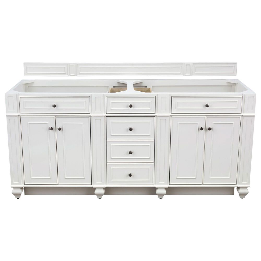 James Martin Vanities Bristol 72&quot; Double Bathroom Vanity in Bright White with 3 cm Arctic Fall Solid Surface Top and Rectangular Sinks, , large
