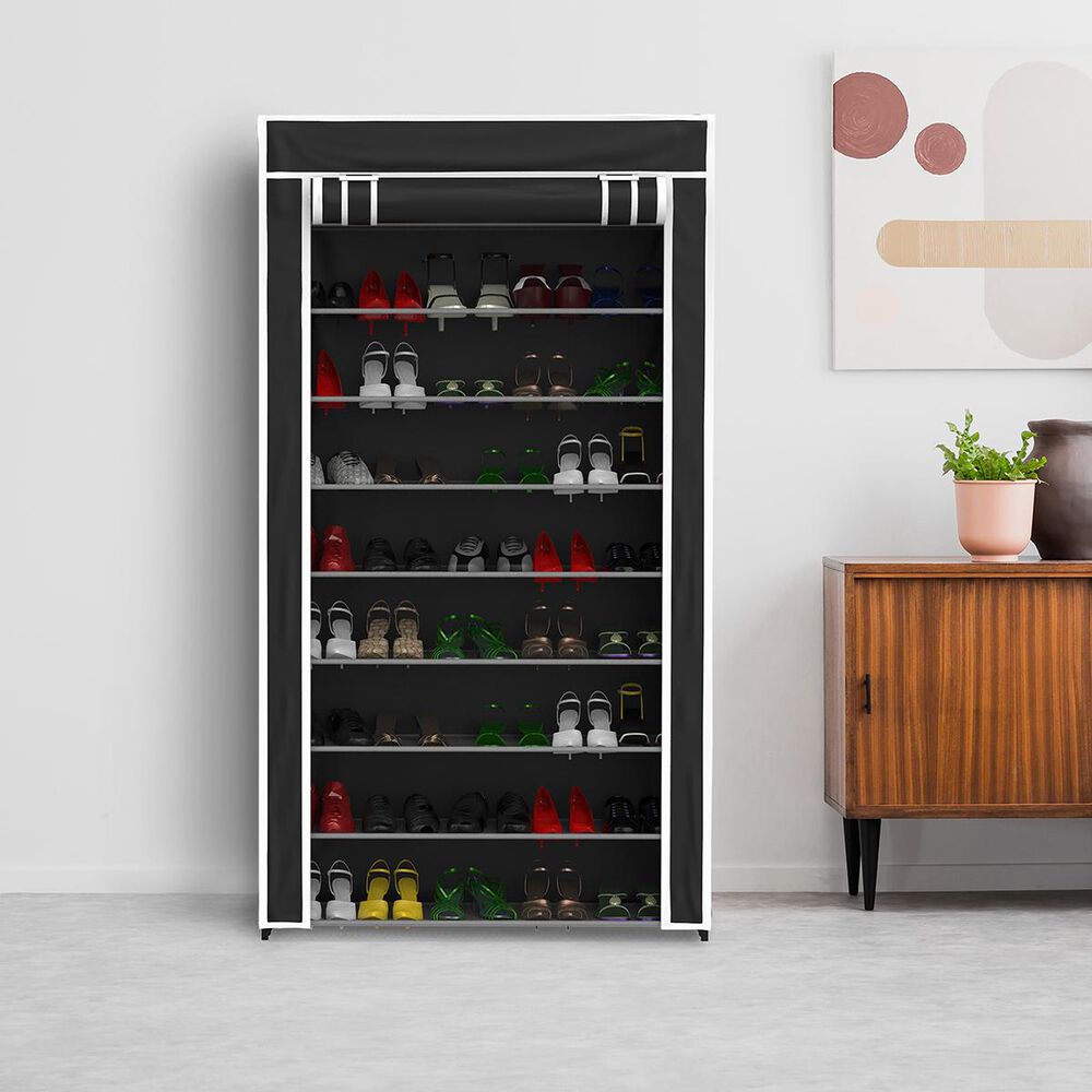 Timberlake Lavish Home Tiered Shoe Rack in Black, , large
