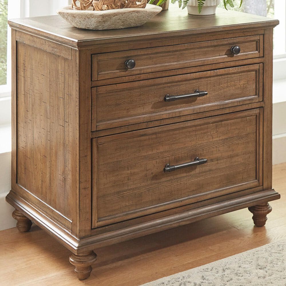 Riva Ridge Hensley 3-Drawer Workstation Combo File in Honey, , large