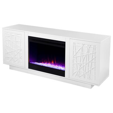 Southern Enterprises Delgrave 60" Color Changing Fireplace with Storage in White, , large