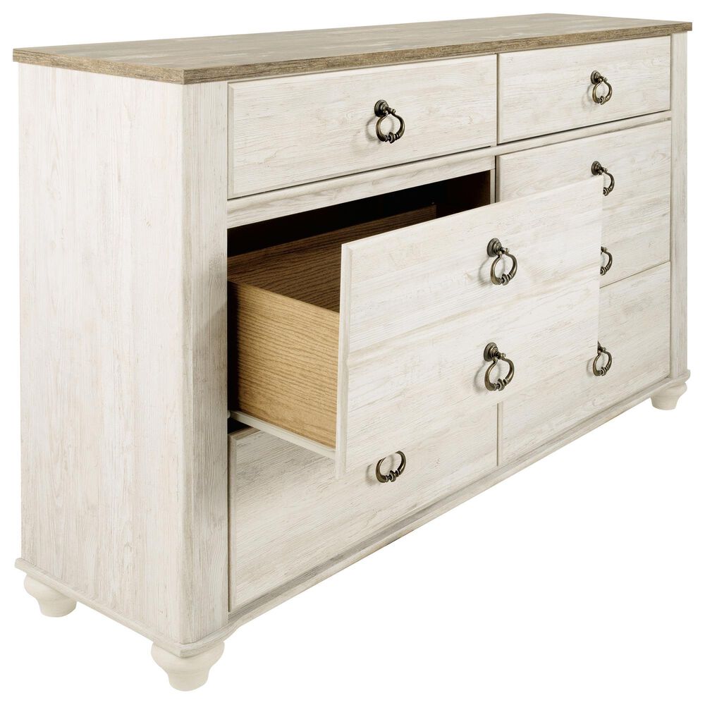 Ashley Willowton 4-Piece Twin Storage Bedroom Set in Whitewash, , large