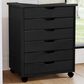 Linon Home Decor Cary 6-Drawer Wide Rolling Cart in Black, , large