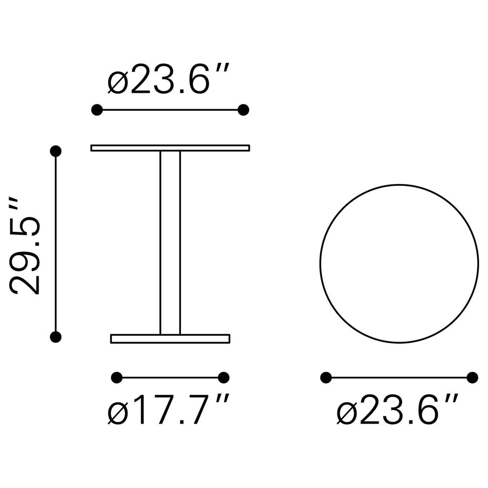 Zuo Modern Alto Bistro Table in White/Black, , large