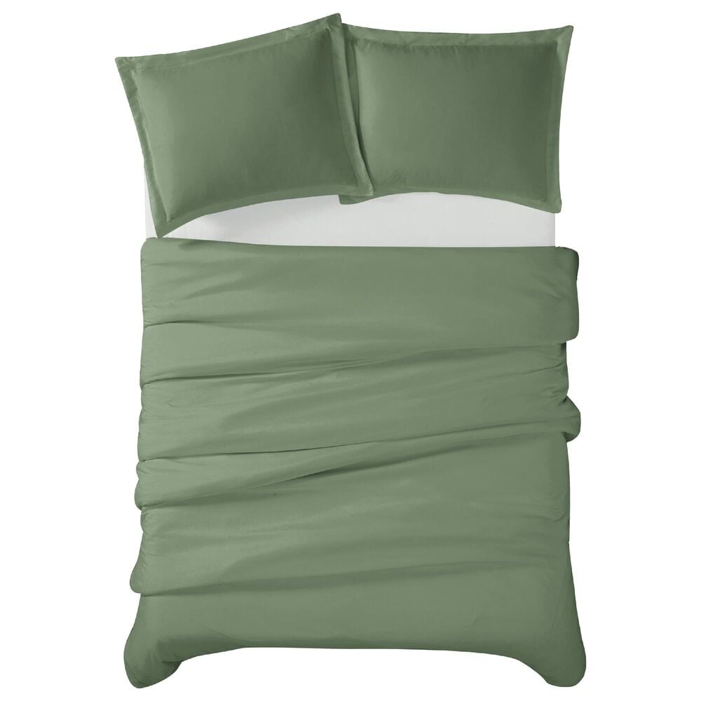Pem America Cannon Solid 3-Piece Full/Queen Duvet Cover Set in Green, , large