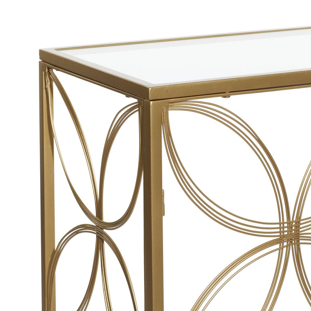 Maple and Jade Contemporary Console Table in Matte Gold, , large