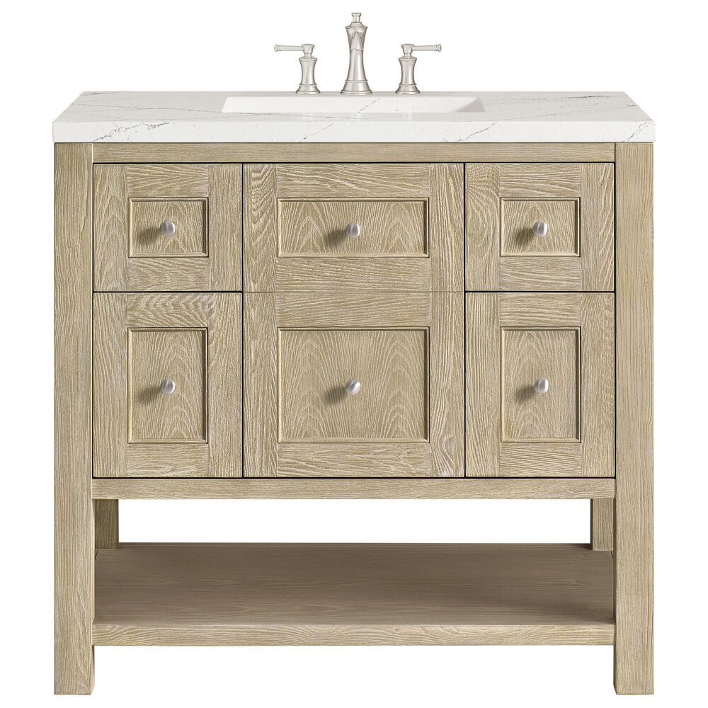 James Martin Vanities Breckenridge 36&quot; Single Vanity in Whitewashed Oak with 3 cm Ethereal Noctis Quartz Top, , large