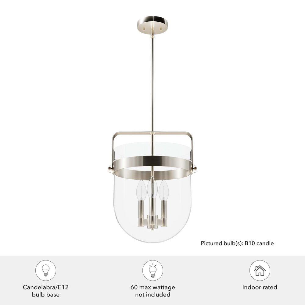 Hunter Karloff 13&quot; 3-Light Pendant in Brushed Nickel, , large