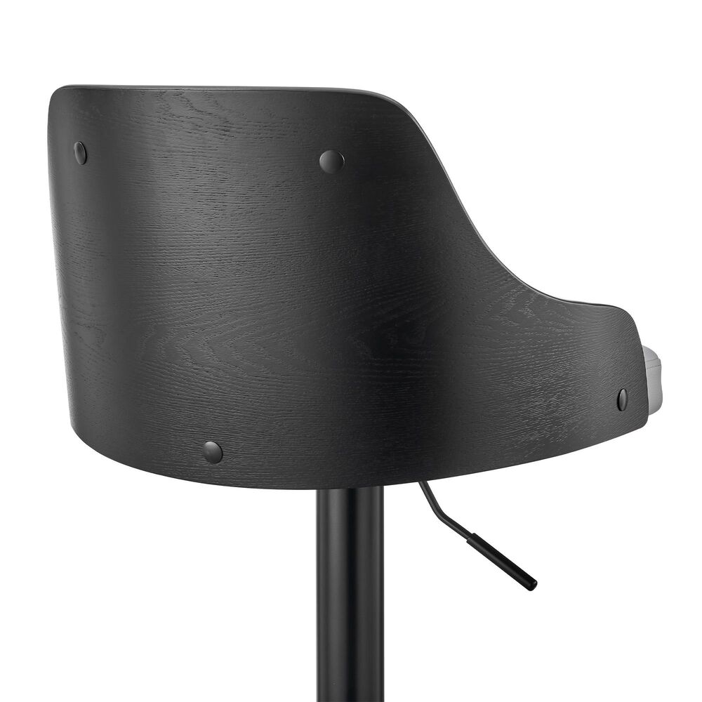 Armen Living Asher Adjustable Barstool in Gray and Black, , large