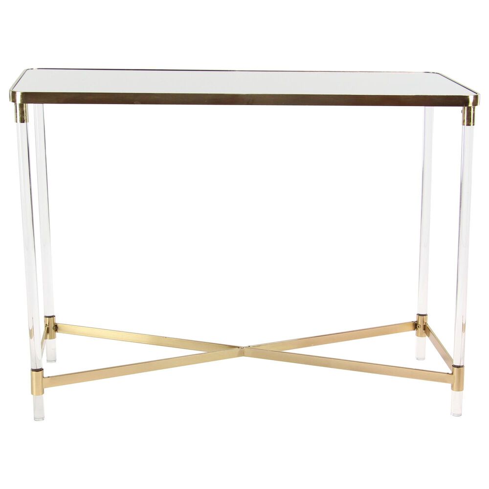 Maple and Jade Contemporary Console Table in Gold, White and Clear, , large