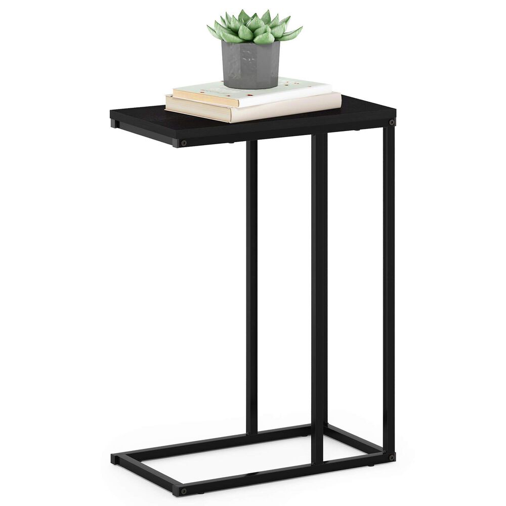 HOMLUX C Shaped Side Table in Americano and Black, , large