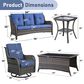 Sunwell Garden 5-Piece Patio Conversation Set with Brown Rattan in Blue, , large