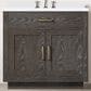 Lexora Home Abbey 36" Single Bathroom Vanity in Brown Oak with 2 cm White Cultured Marble Top and Rectangular Sink, , large