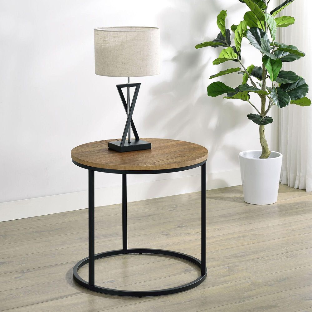 Pacific Landing Lainey Round End Table in Mango and Black, , large
