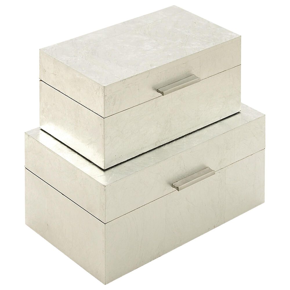 Maple and Jade Assorted Large Decorative Boxes in Silver (Set of 2), , large