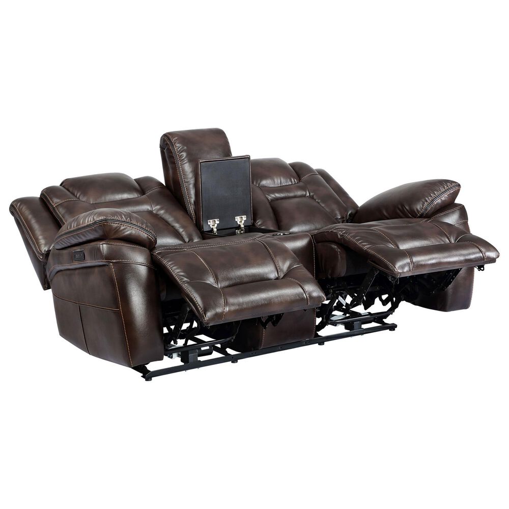 Steve Silver Oportuna Dual-Power Reclining Console Loveseat in Coffee, , large