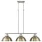 Golden Lighting Duncan 3-Light Pendant with Aged Brass Shade in Chrome, , large