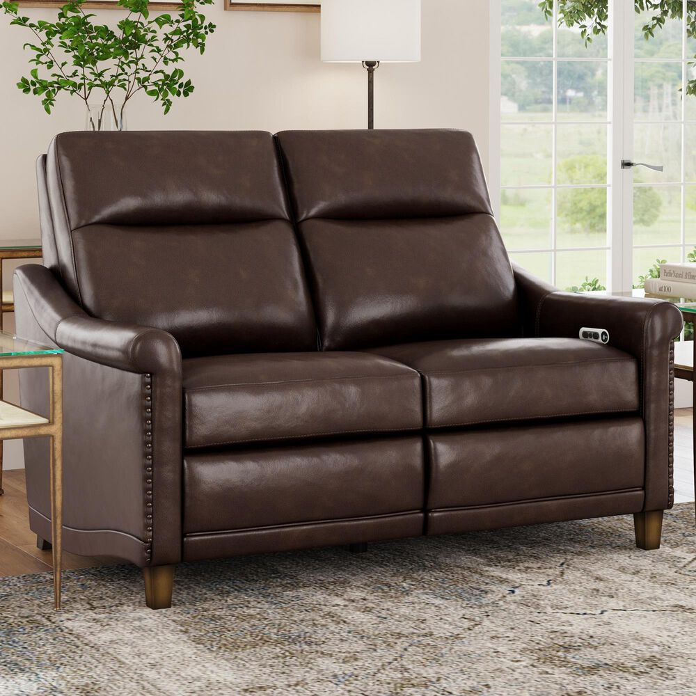 Flexsteel Elizabeth Power Loveseat with Headrest in Brunette, , large