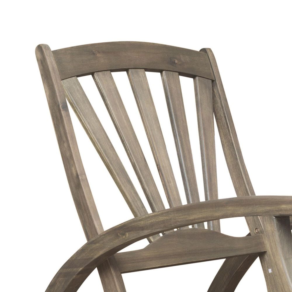 Hearth and Haven Sunview Outdoor Rocking Chair with Retractable Footrest in Grey, , large