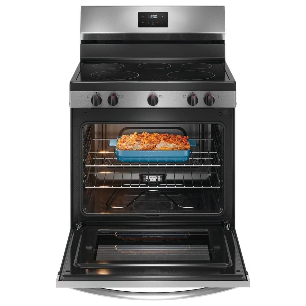 Frigidaire 4-Piece Kitchen Package with 25.6 Cu. Ft. Side-by-Side Refrigerator and 5.3 Cu. Ft. Electric Range in Stainless Steel, , large