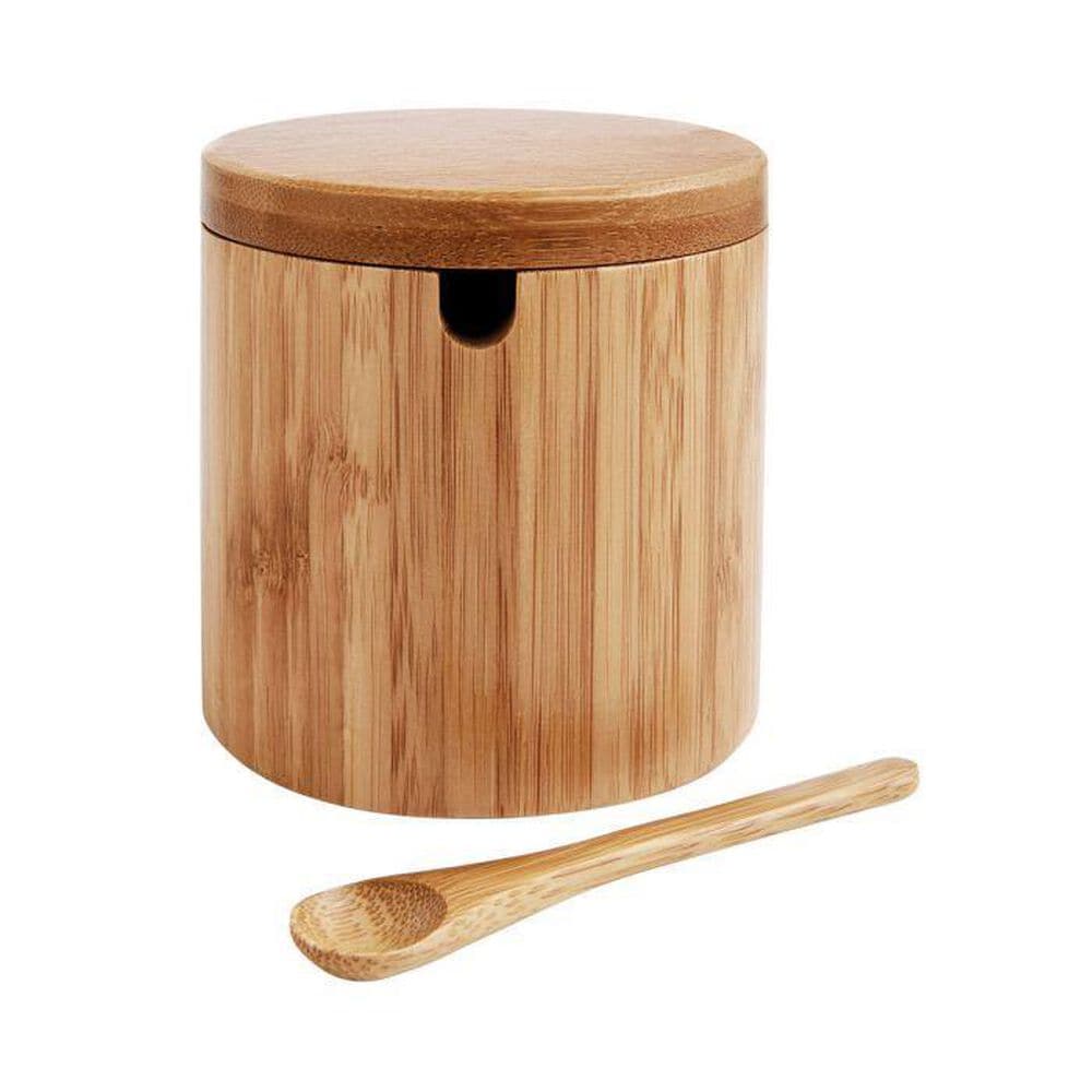 HIC Kitchen Salt Box with Lid and Spoon in Brown, , large