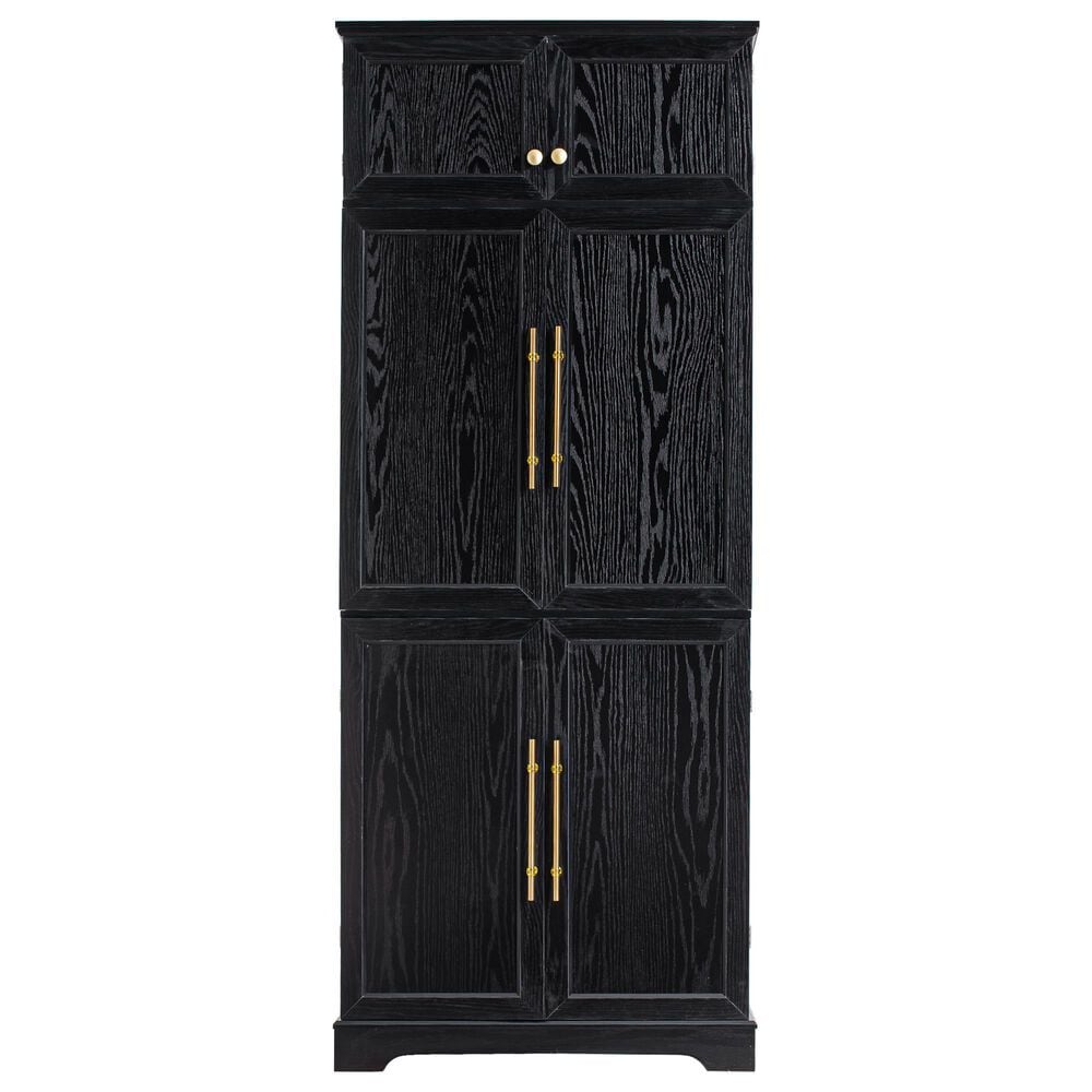 HOMLUX HOMLUX 78.2" Tall Farmhouse Kitchen Pantry Cabinet with 8 Door Shelves, Storage Cabinet with 4 Adjustable Shelves, Hidden Drawer, Wine Rack, Versatile Cupboard for Kitchen, Dining &amp; Bathroom, Ash Black, , large