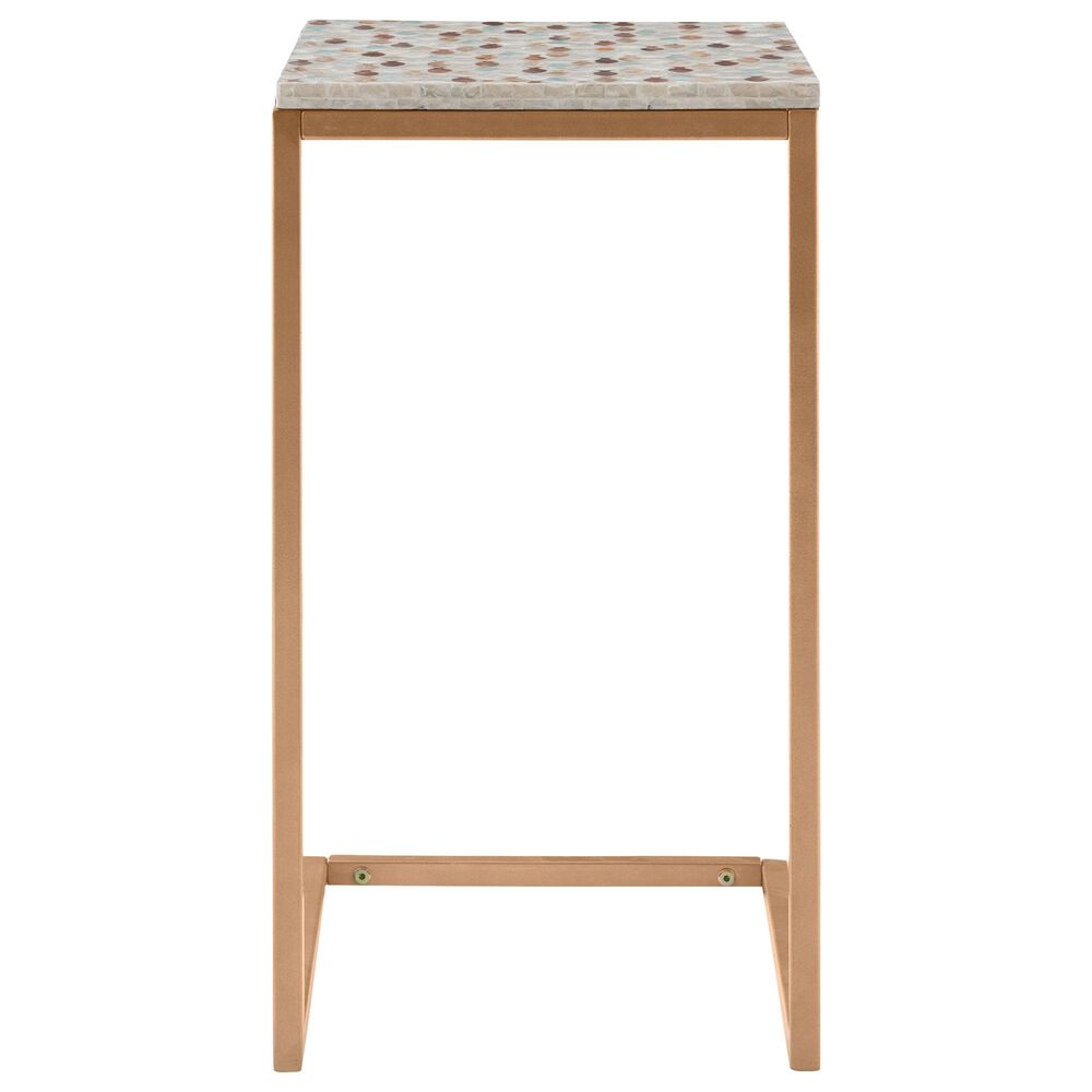 Linon Home Decor Priscille Accent C Table in Gold and Off-White, , large