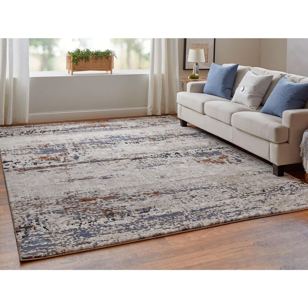 Feizy Gilmore Ivory and Blue 9' x 12' Area Rug, , large