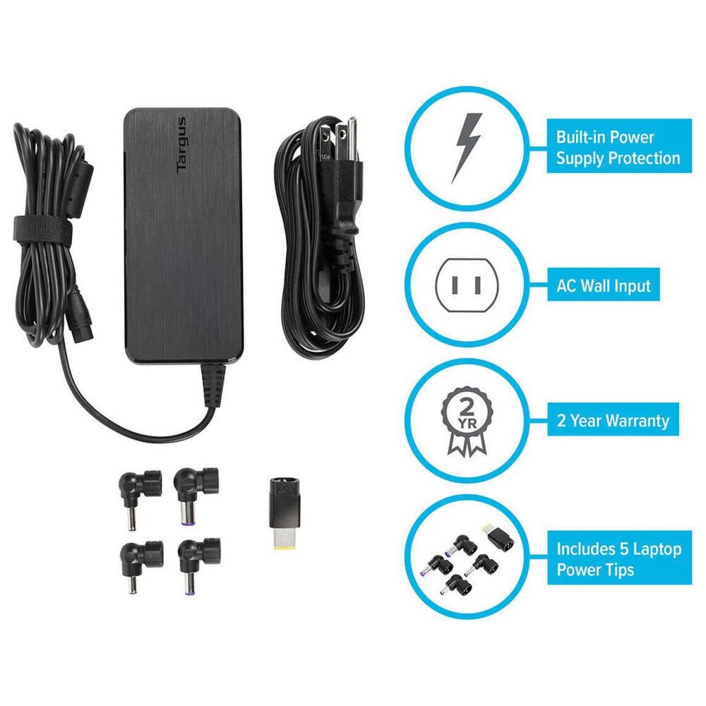 Targus 90W AC Semi-Slim Universal Laptop Charger in Black, , large