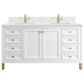James Martin Vanities Chicago 60" Double Bathroom Vanity in Glossy White with Single Hole 3 cm White Zeus Quartz Top and Rectangular Sinks, , large