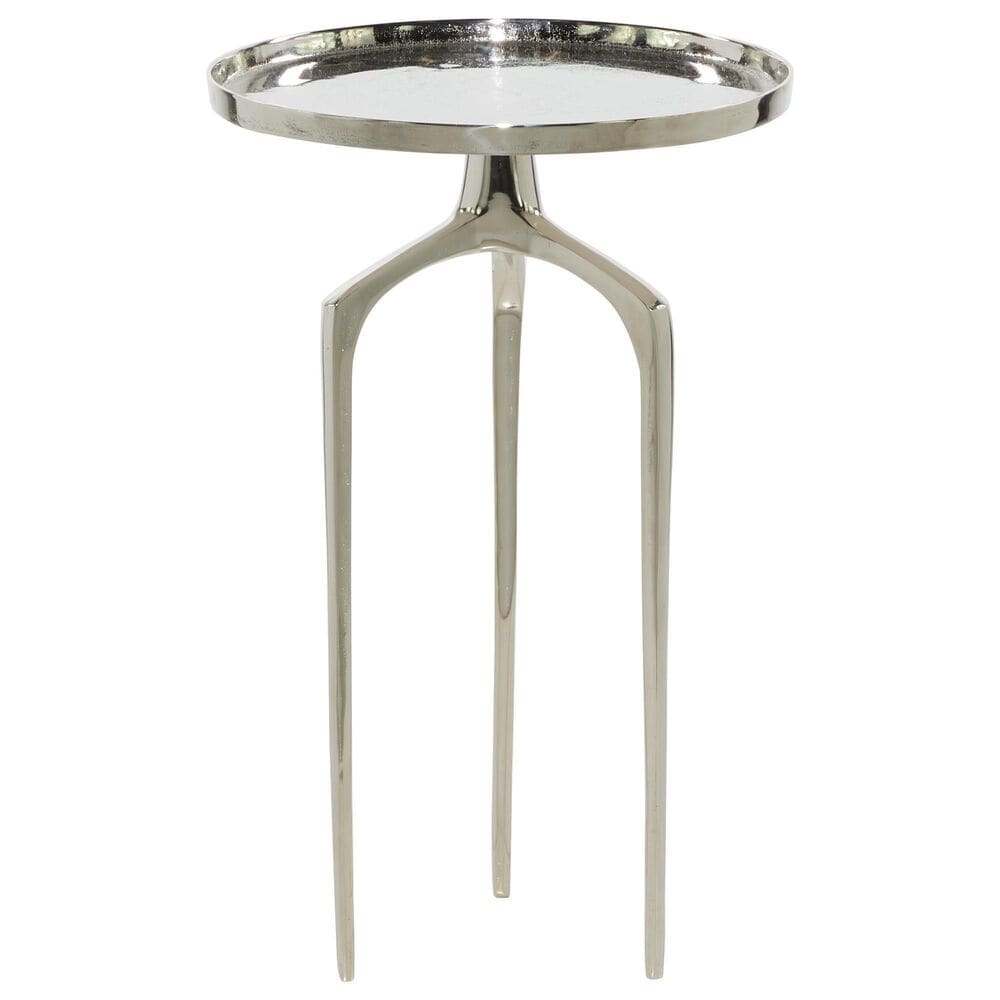 Maple and Jade 25&quot; Round End Table with 3 Tripod Legs in Polished Silver, , large
