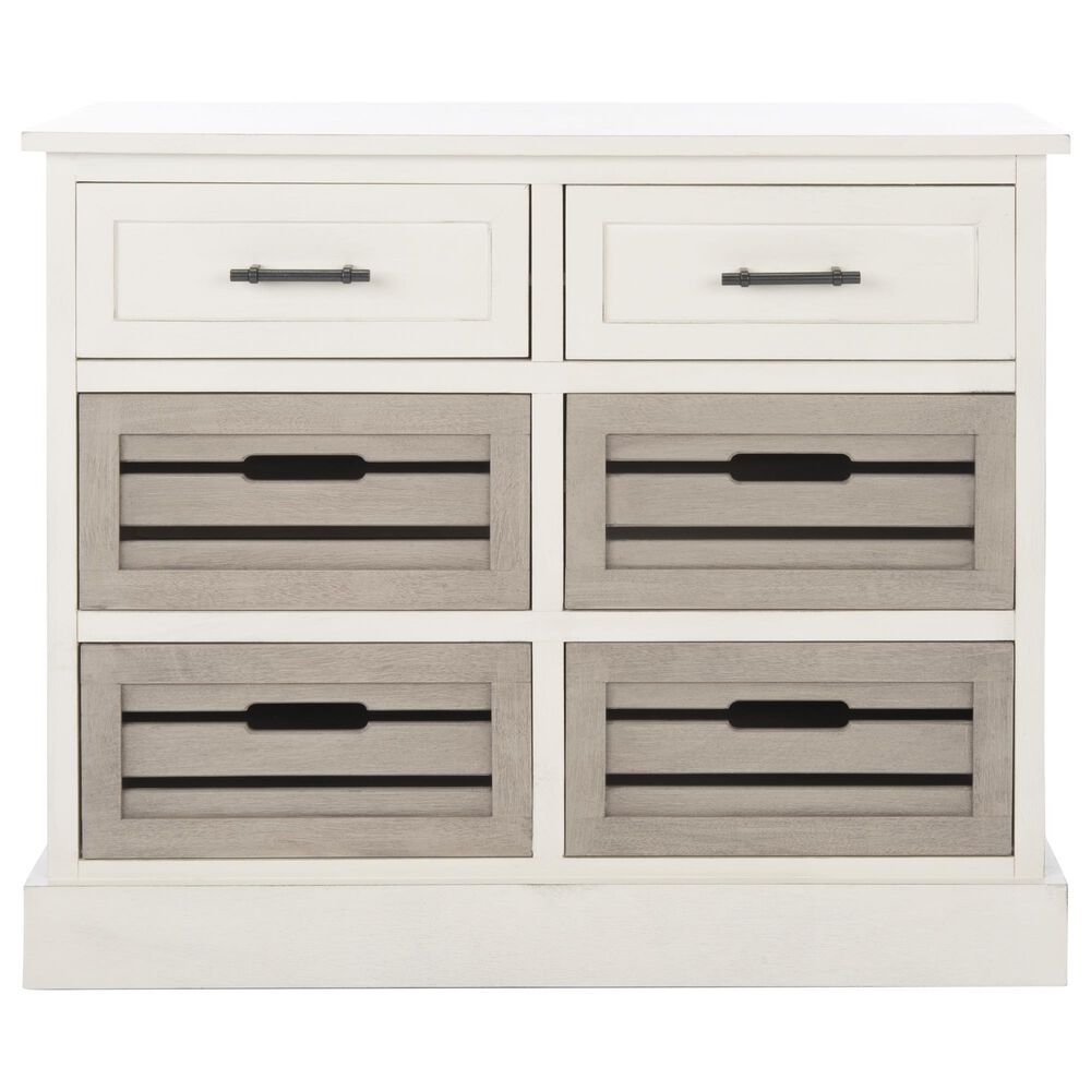 Safavieh Lydia 6-Drawer Chest in Distressed White/Greige, , large
