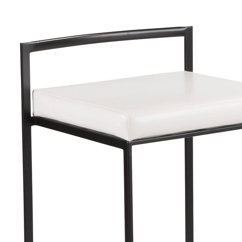 Lumisource Fuji Stackable Counter Stool with White Faux Leather Cushion in Black &#40;Set of 2&#41;, , large