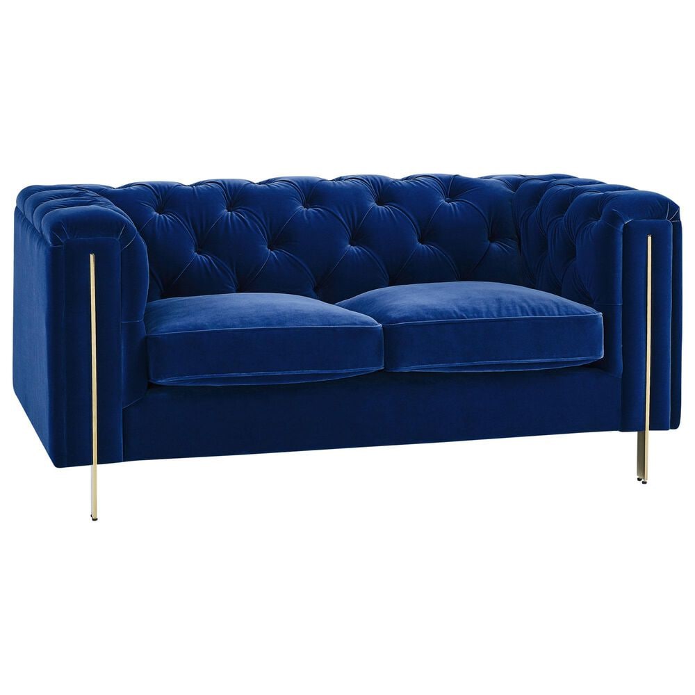Steve Silver Charlene Stationary Loveseat in Sapphire Blue Velvet, , large