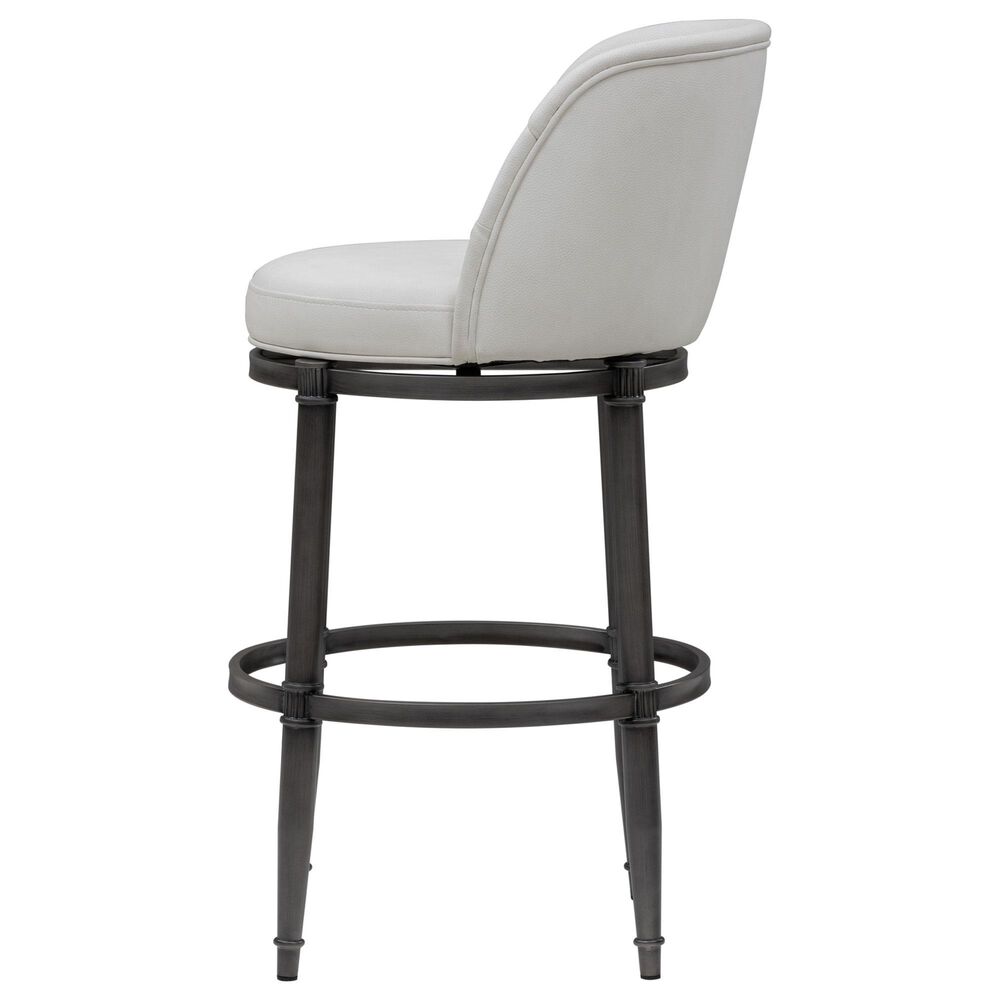 Armen Living Eunice Swivel Bar Height Stool with Ivory Upholstery in Antique Pewter, , large