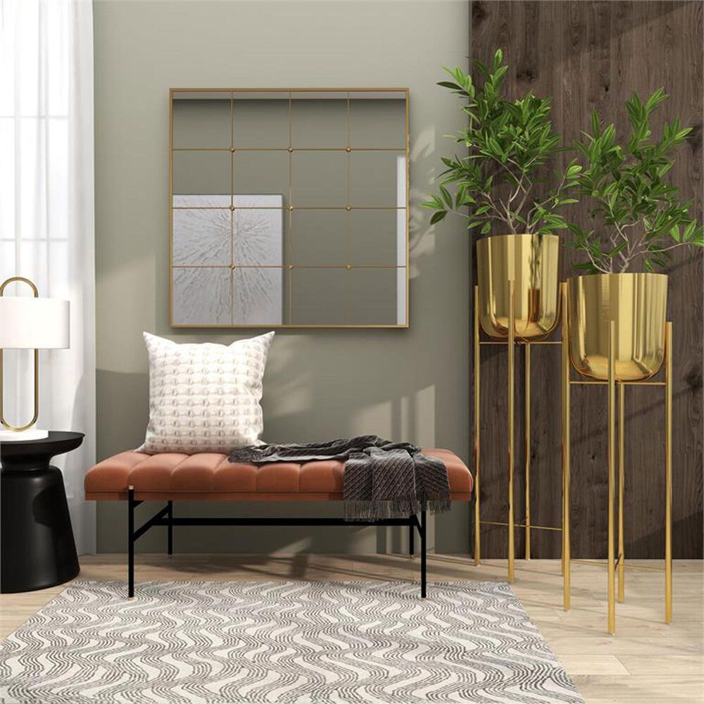 Maple and Jade Dome Indoor/Outdoor Planter with Removable Stand in Polished Gold &#40;Set of 2&#41;, , large