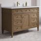 James Martin Brittany 48" Single Bathroom Vanity in Pecan with Single Hole 3 cm White Zeus Silestone Top and Rectangular Sink, , large