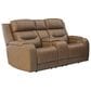 Ashley Knightington Power Reclining Loveseat with Audio Seating in Caramel, , large