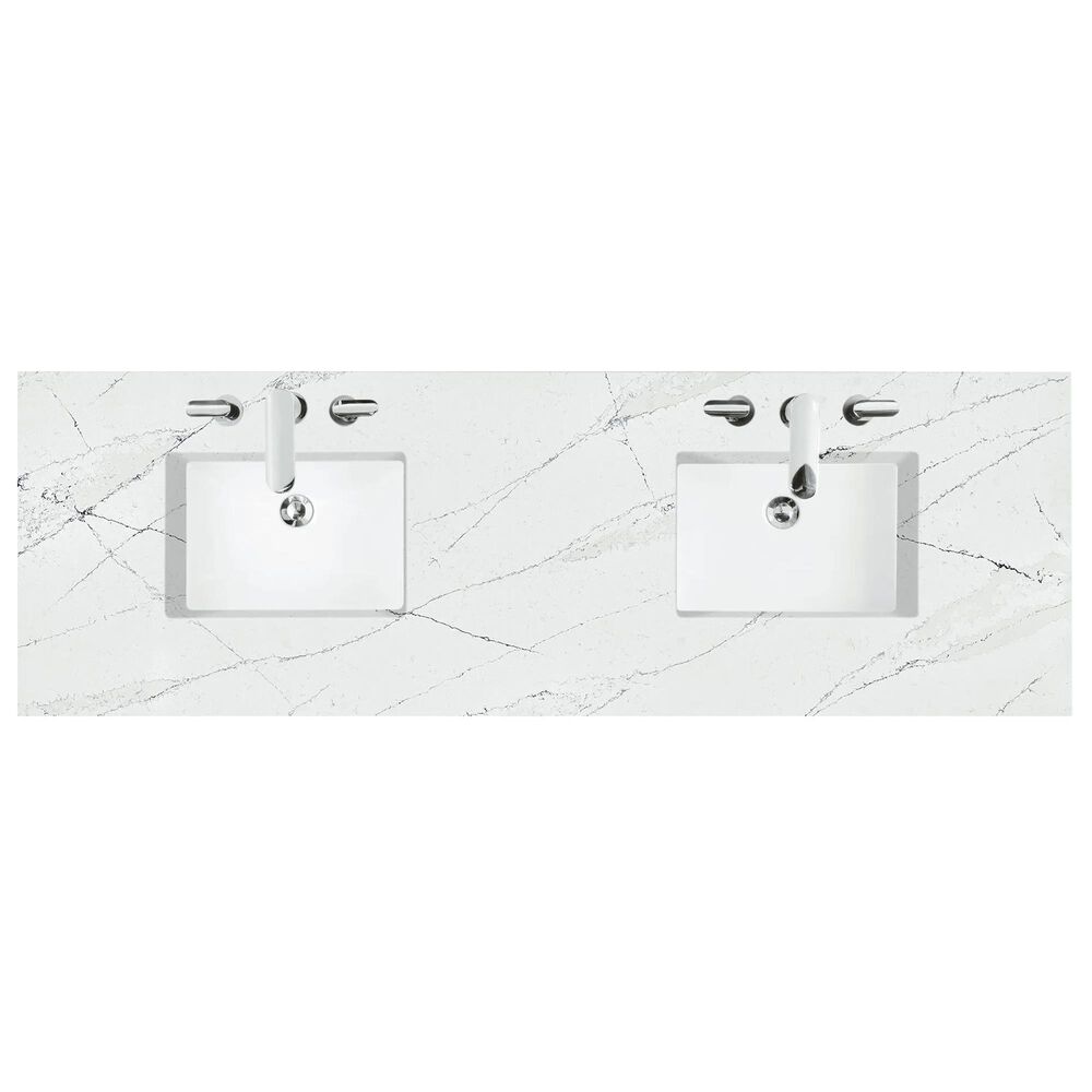 James Martin Vanities Brittany 72&quot; Double Bathroom Vanity in Saddle Brown with 3 cm Ethereal Noctis Quartz Top and Rectangular Sink, , large