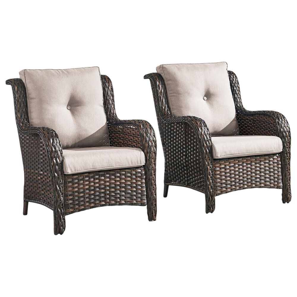 Sunwell Garden Patio Chair with Brown Frame in Beige (Set of 2), , large