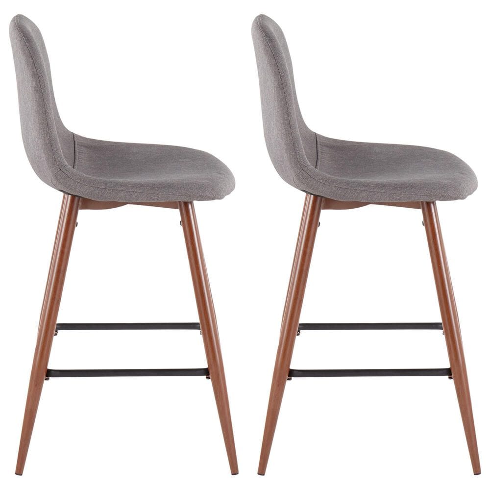 Lumisource Pebble Counter Stool in Charcoal/Walnut &#40;Set of 2&#41;, , large