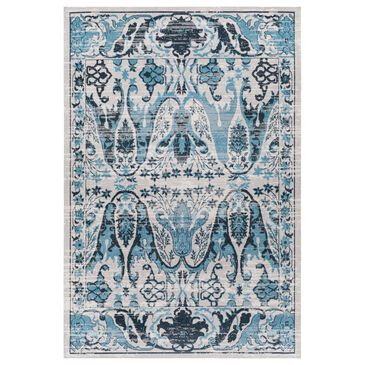 Surya Lavadora Damask 5"3" x 7" Ink Blue, Blue, Gray and Light Gray Area Rug, , large