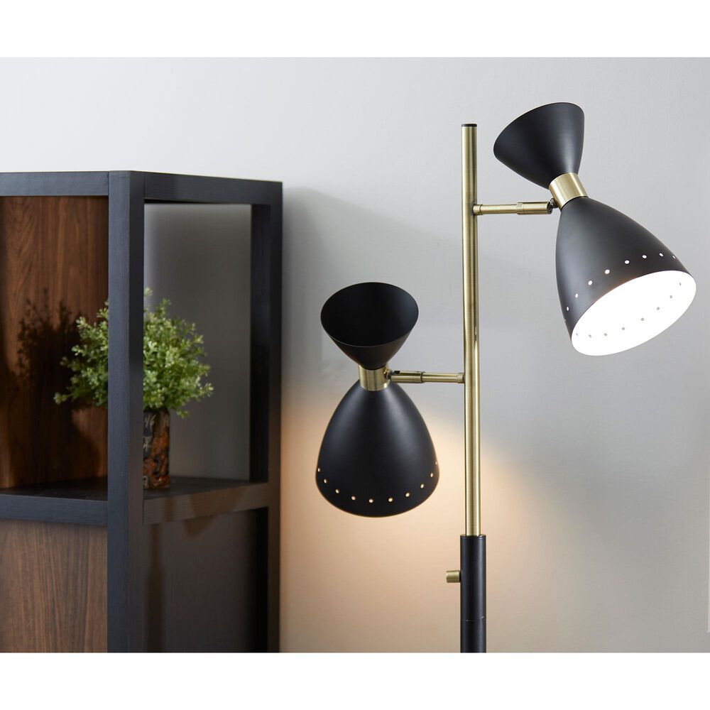 Adesso Oscar Tree Lamp in Black and Antique Brass, , large