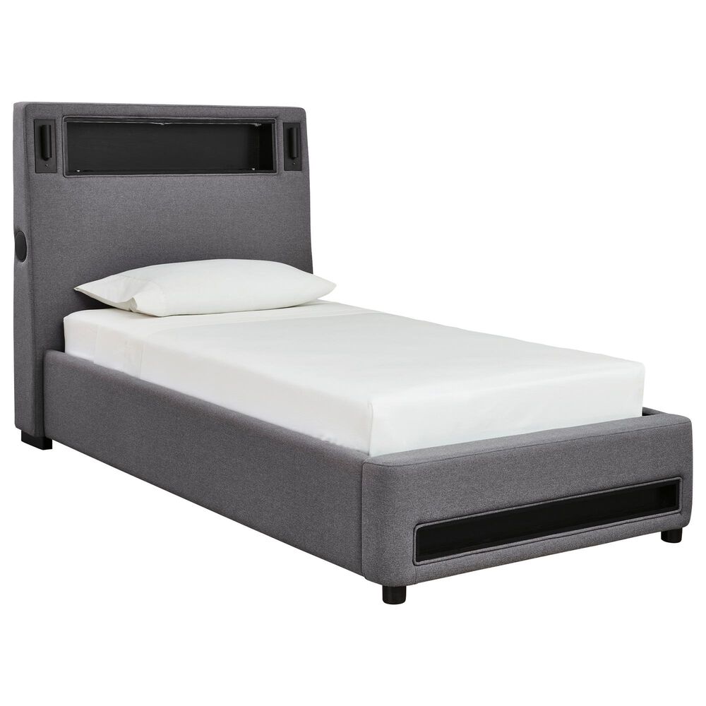 Ashley Verishaw Twin Platform Upholstered Bed in Gray, , large