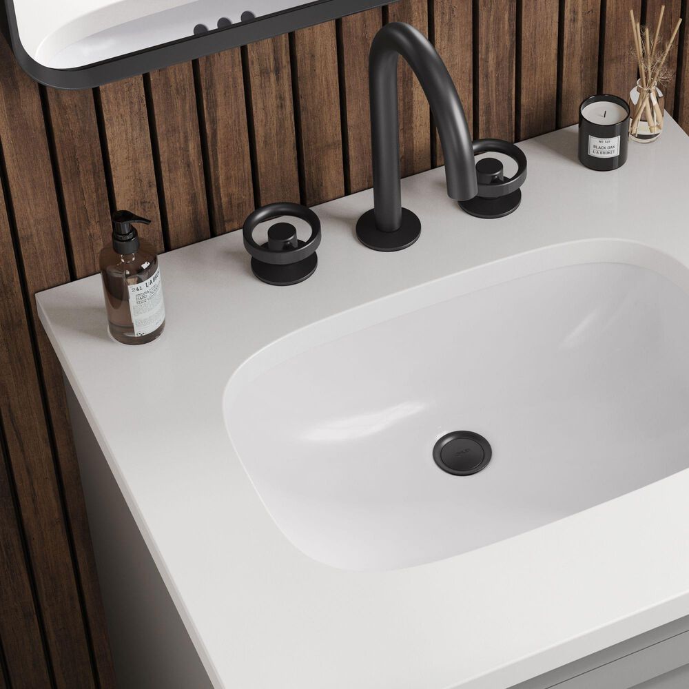 Kohler Quo 24&quot; Single Bathroom Vanity in White with 3 cm Pure White Quartz Top and Oval Sink, , large