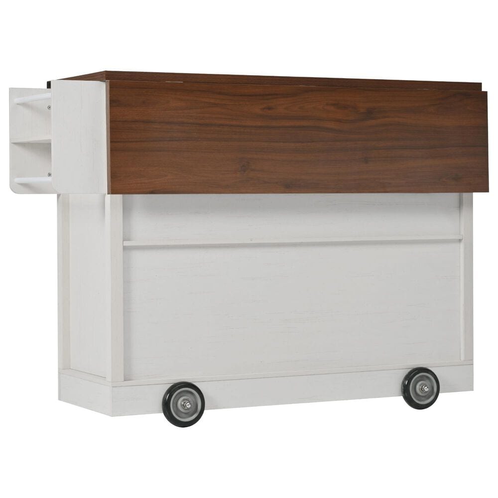 HOMLUX 54" Kitchen Island with Drop Leaf in White, , large