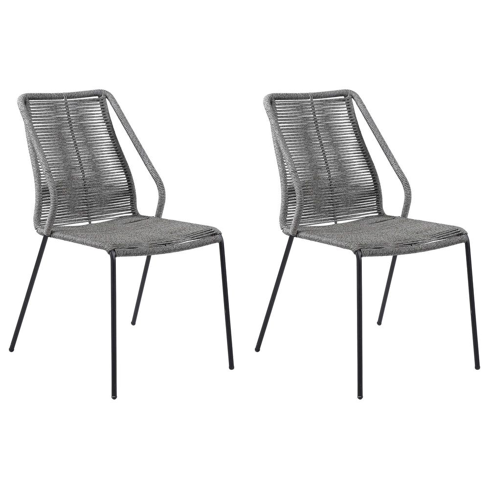 Blue River Clip Outdoor Dining Chair with Gray Rope in Black (Set of 2), , large